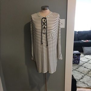 Striped Tunic, XL- lace up front by Falls Creek